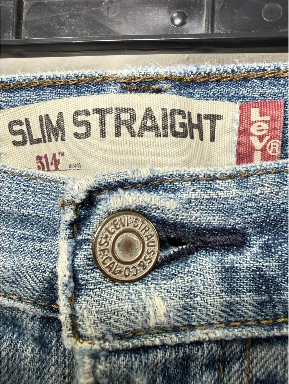 Levi's 514 Men's Blue Slim Straight Leg Jeans Size 36x30 Medium Wash Distressed